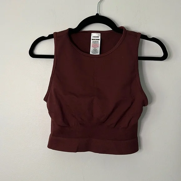 NWOT GYMSHARK BAKED MAROON SWEAT SEAMLESS MIDI TANK - Picture 2 of 8